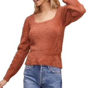 ASTR the label fuzzy square neck cropped sweater